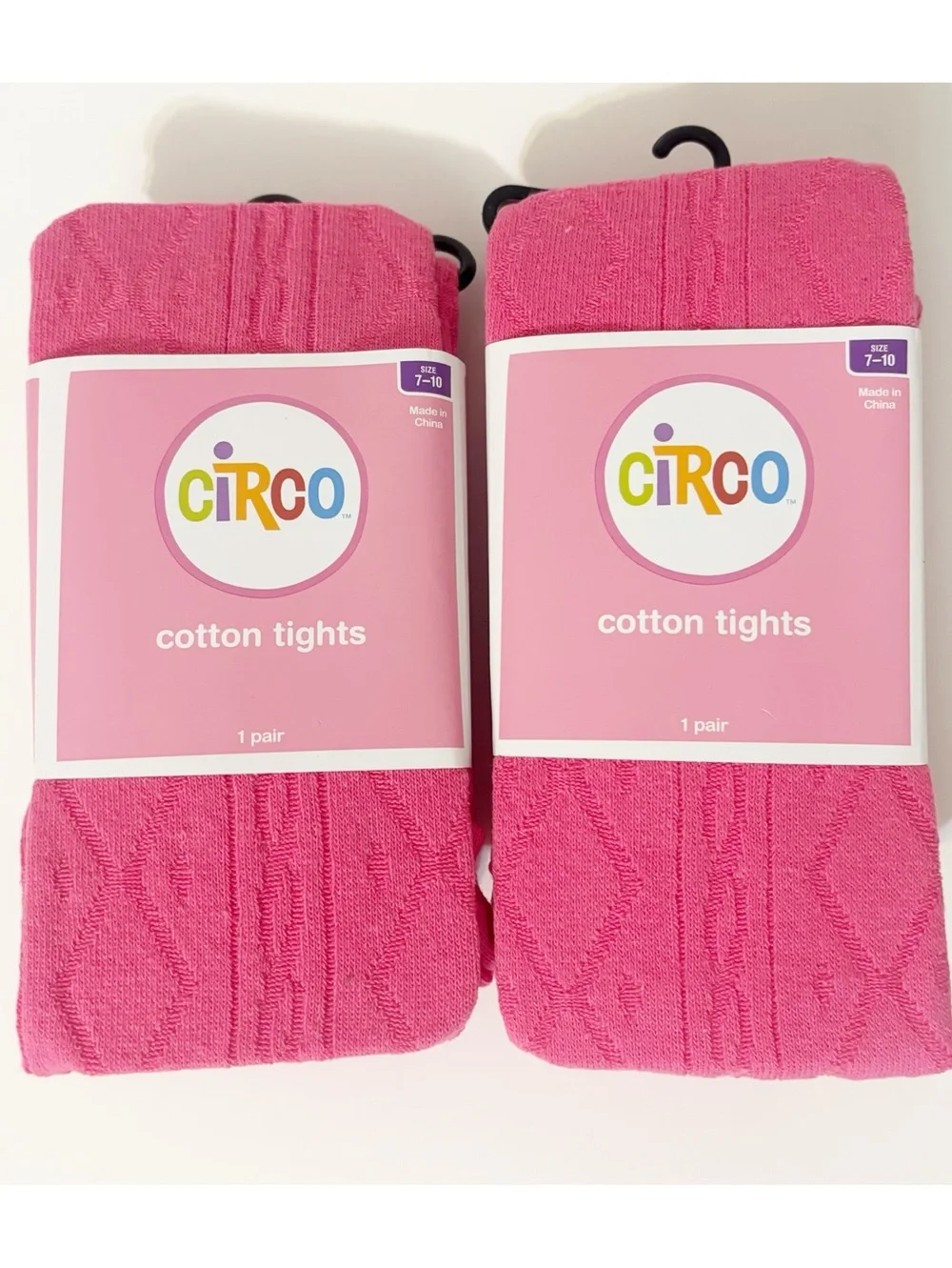 2 Pairs of Circo Girls Cotton Chunky Cable Tights Paradise Pink Size 7-10